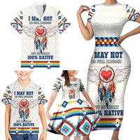 Native American Love Family Matching Short Sleeve Bodycon Dress and Hawaiian Shirt Dream Catcher With Angel Wings