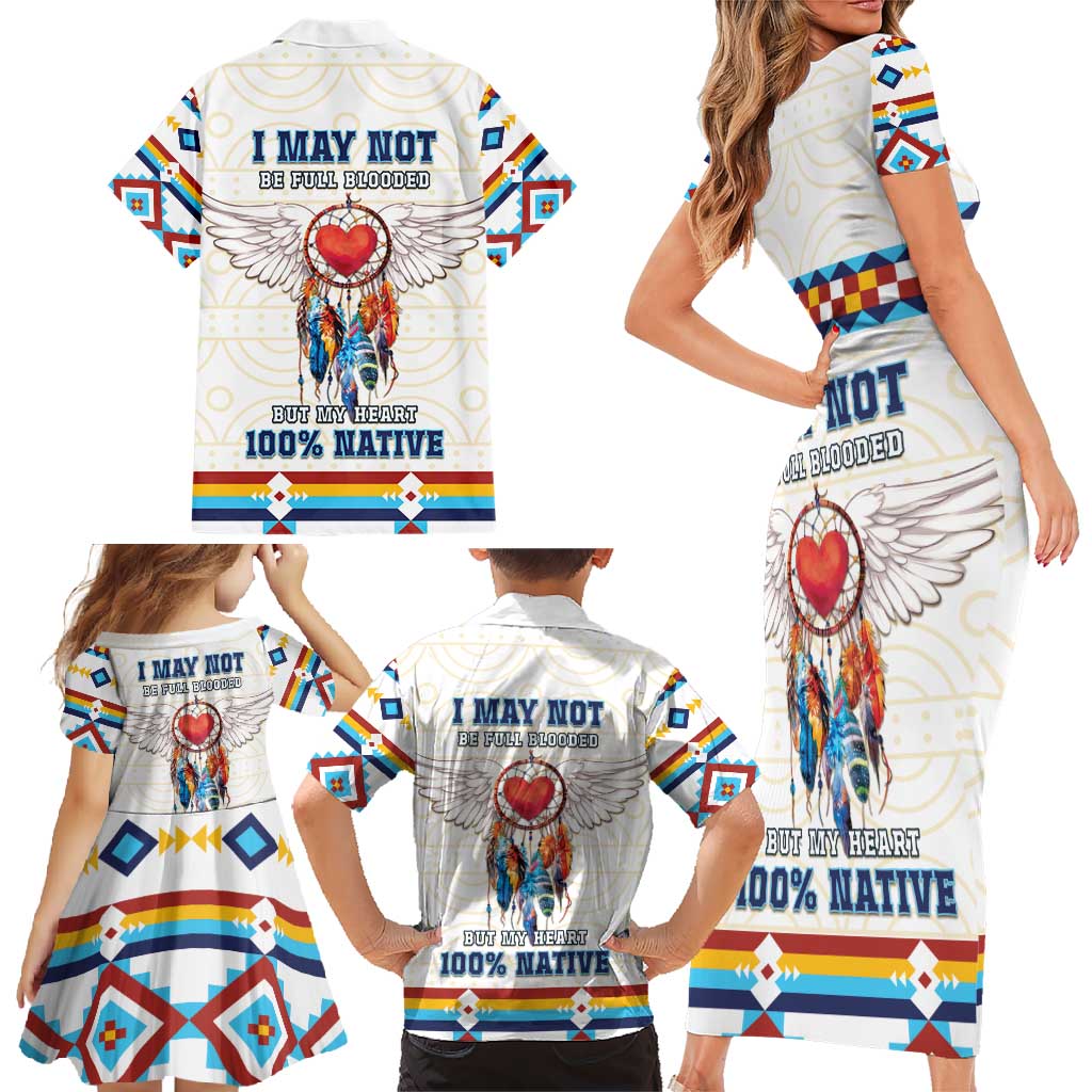Native American Love Family Matching Short Sleeve Bodycon Dress and Hawaiian Shirt Dream Catcher With Angel Wings