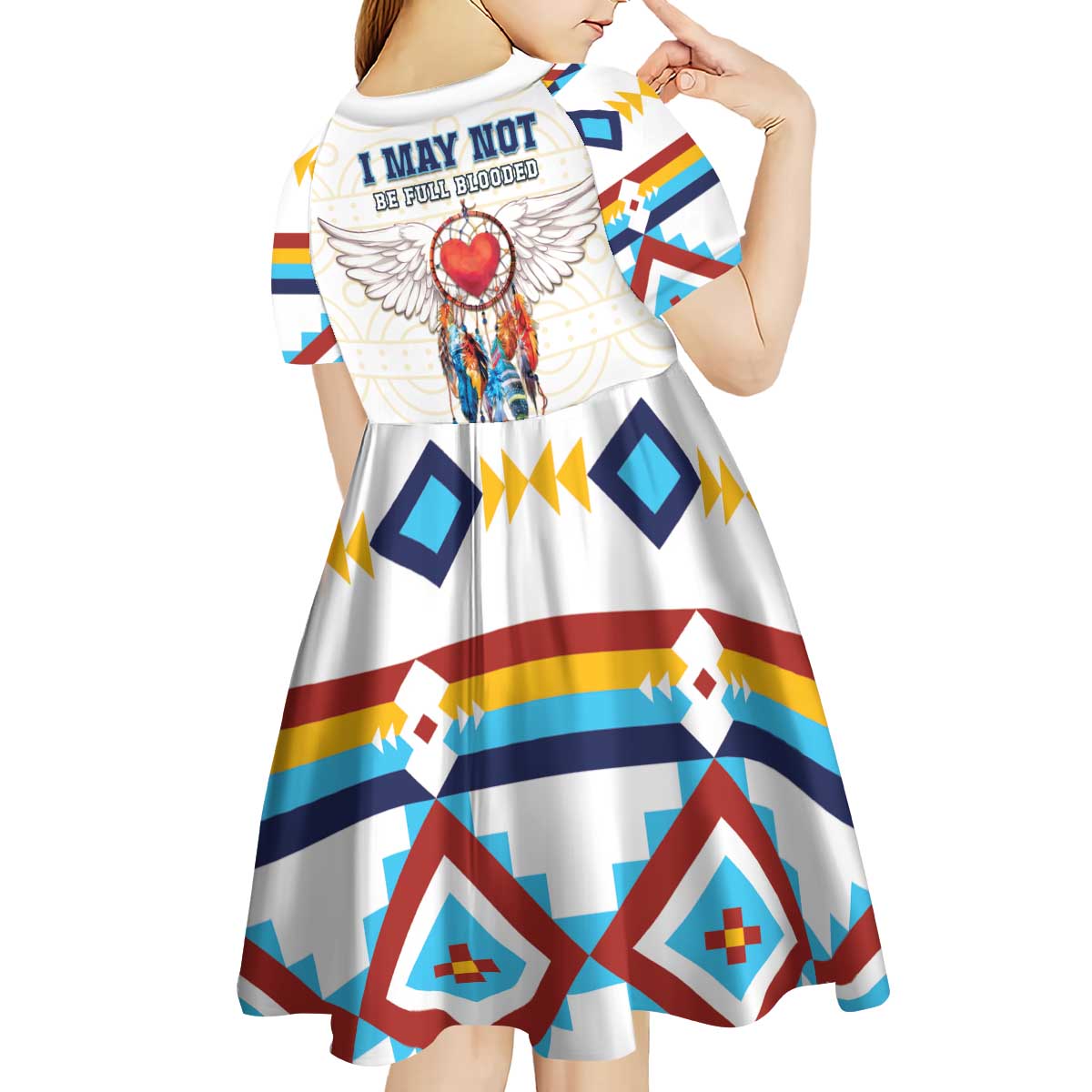Native American Love Kid Short Sleeve Dress Dream Catcher With Angel Wings