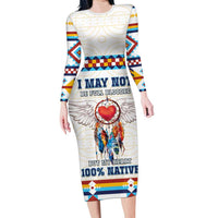 Native American Love Long Sleeve Bodycon Dress Dream Catcher With Angel Wings