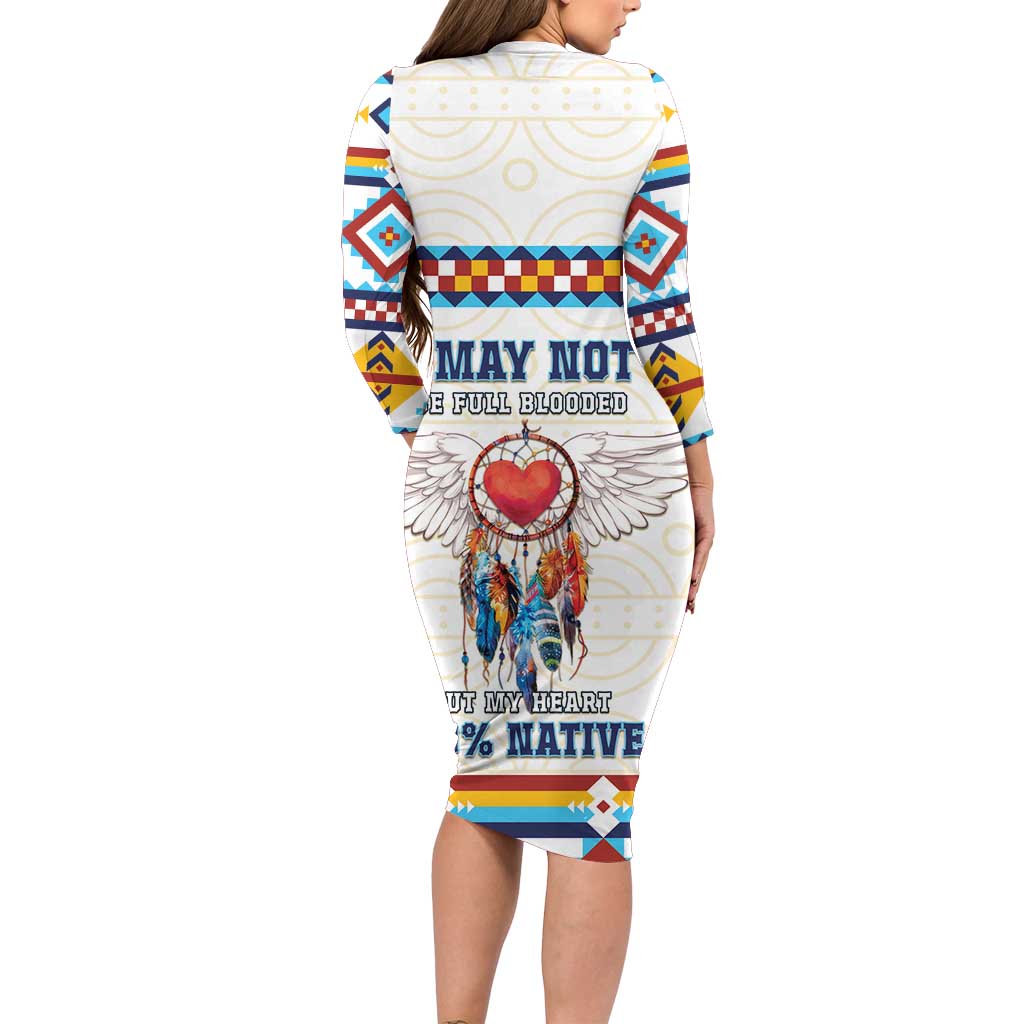 Native American Love Long Sleeve Bodycon Dress Dream Catcher With Angel Wings