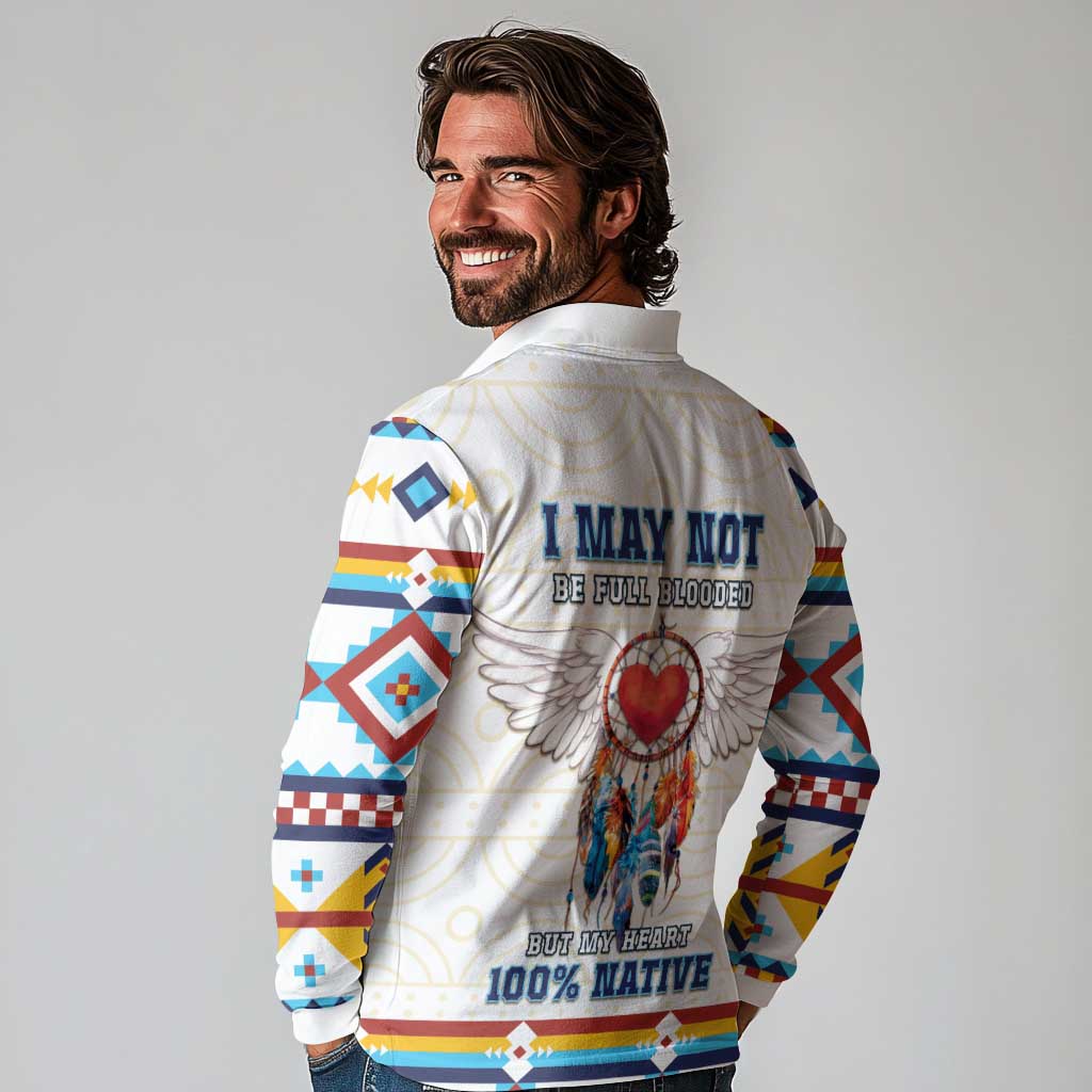 Native American Love Long Sleeve Polo Shirt Dream Catcher With Angel Wings