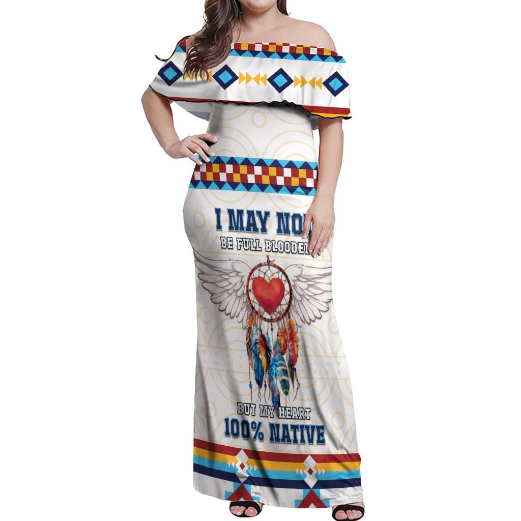 Native American Love Off Shoulder Maxi Dress Dream Catcher With Angel Wings