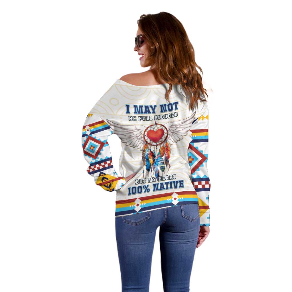 Native American Love Off Shoulder Sweater Dream Catcher With Angel Wings