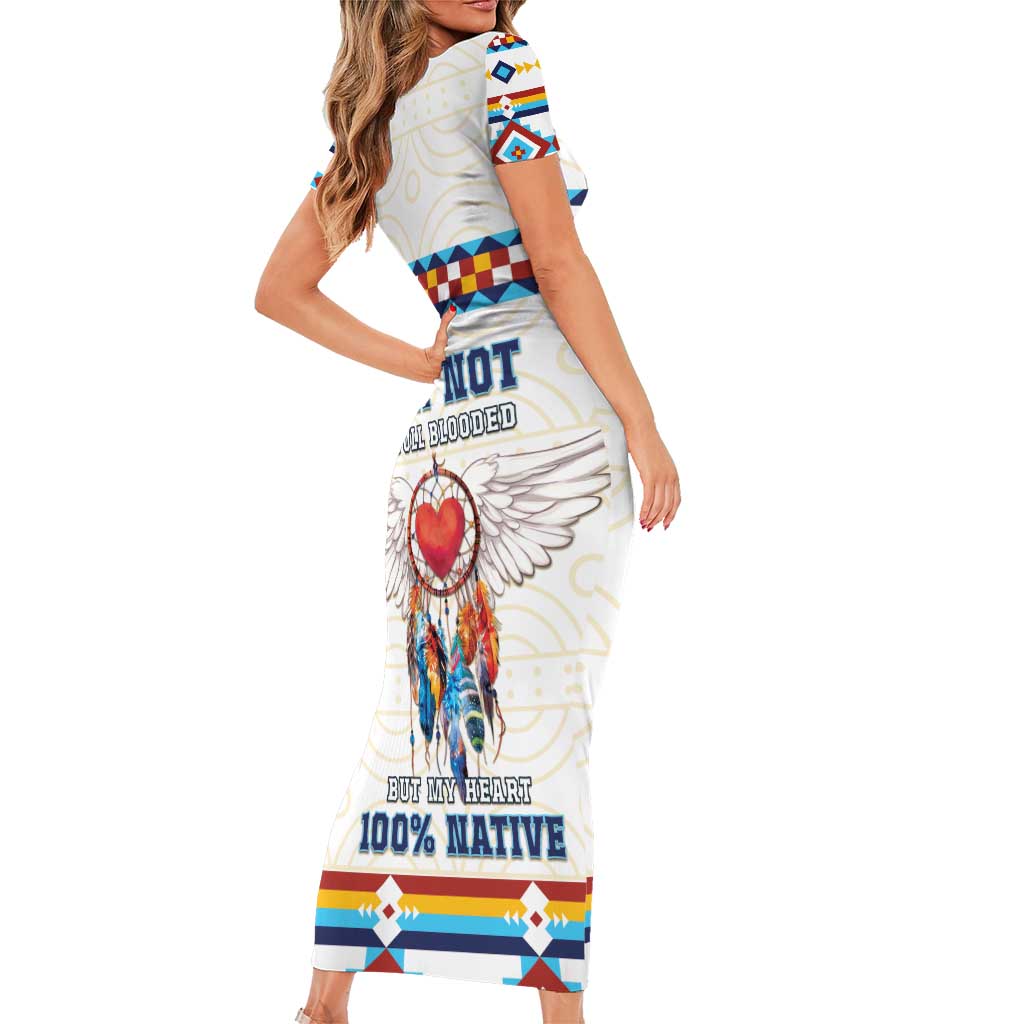 Native American Love Short Sleeve Bodycon Dress Dream Catcher With Angel Wings