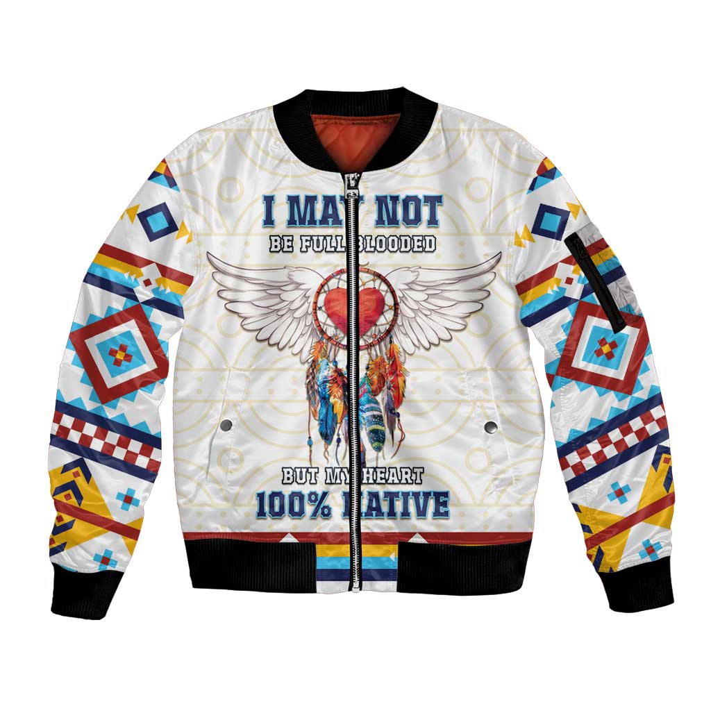 Native American Love Sleeve Zip Bomber Jacket Dream Catcher With Angel Wings