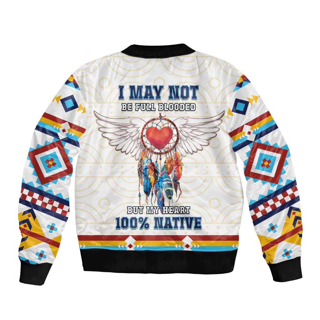 Native American Love Sleeve Zip Bomber Jacket Dream Catcher With Angel Wings