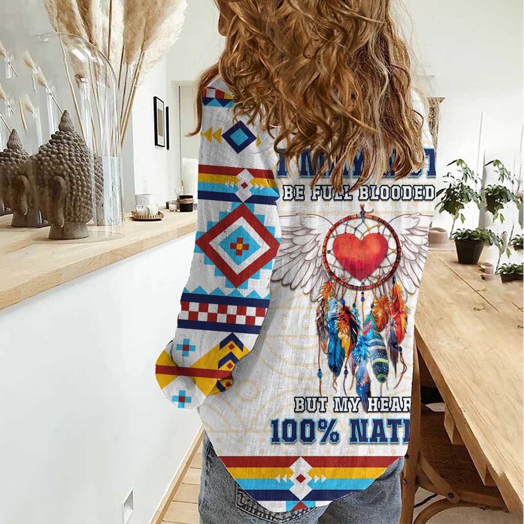 Native American Love Women Casual Shirt Dream Catcher With Angel Wings