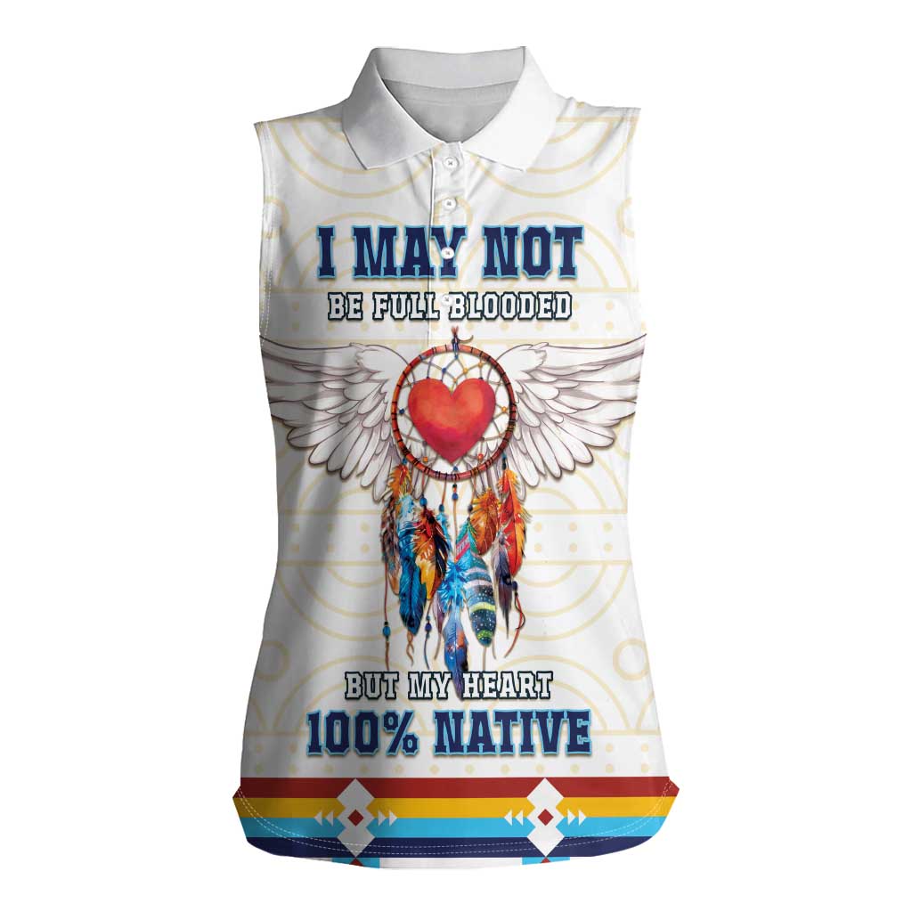 Native American Love Women Sleeveless Polo Shirt Dream Catcher With Angel Wings