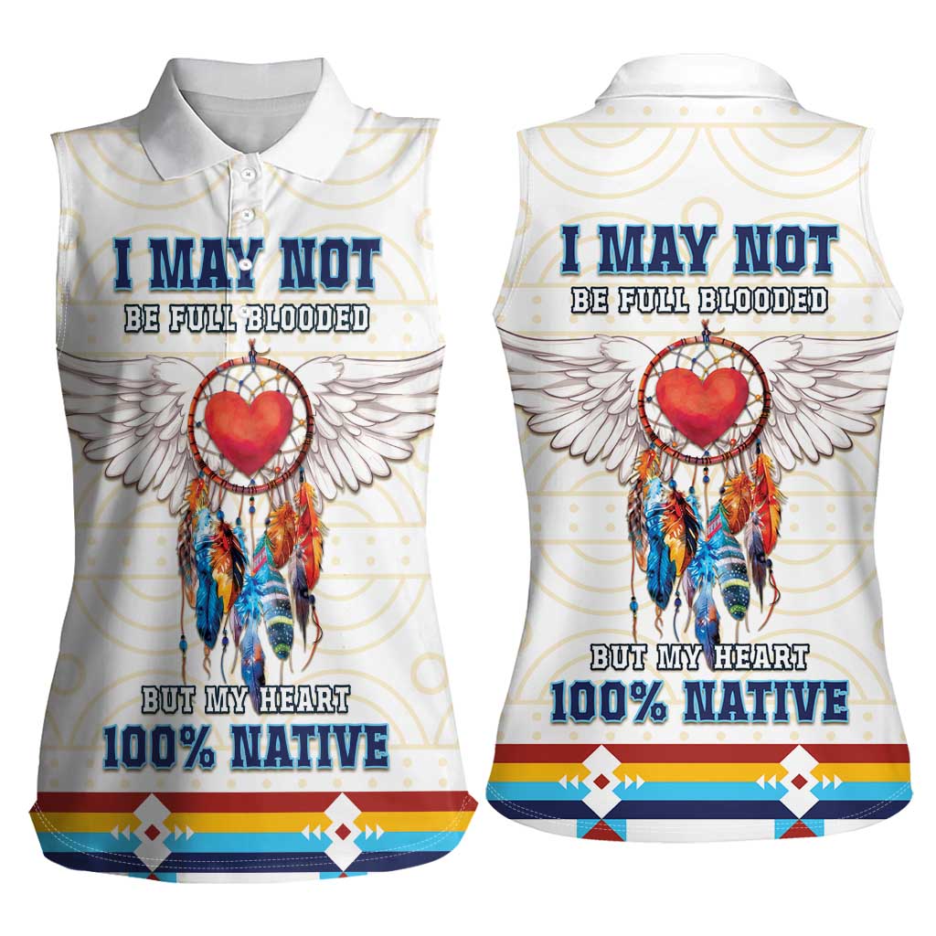 Native American Love Women Sleeveless Polo Shirt Dream Catcher With Angel Wings