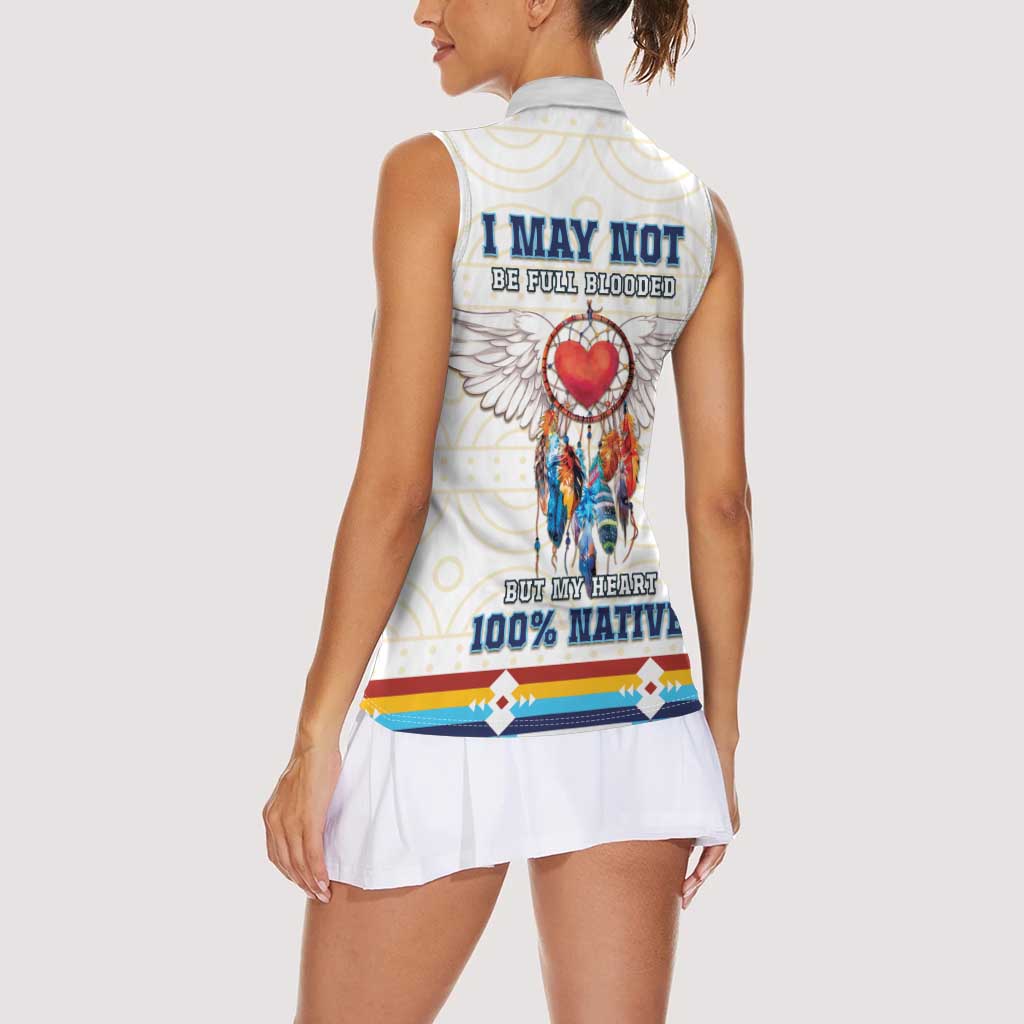 Native American Love Women Sleeveless Polo Shirt Dream Catcher With Angel Wings