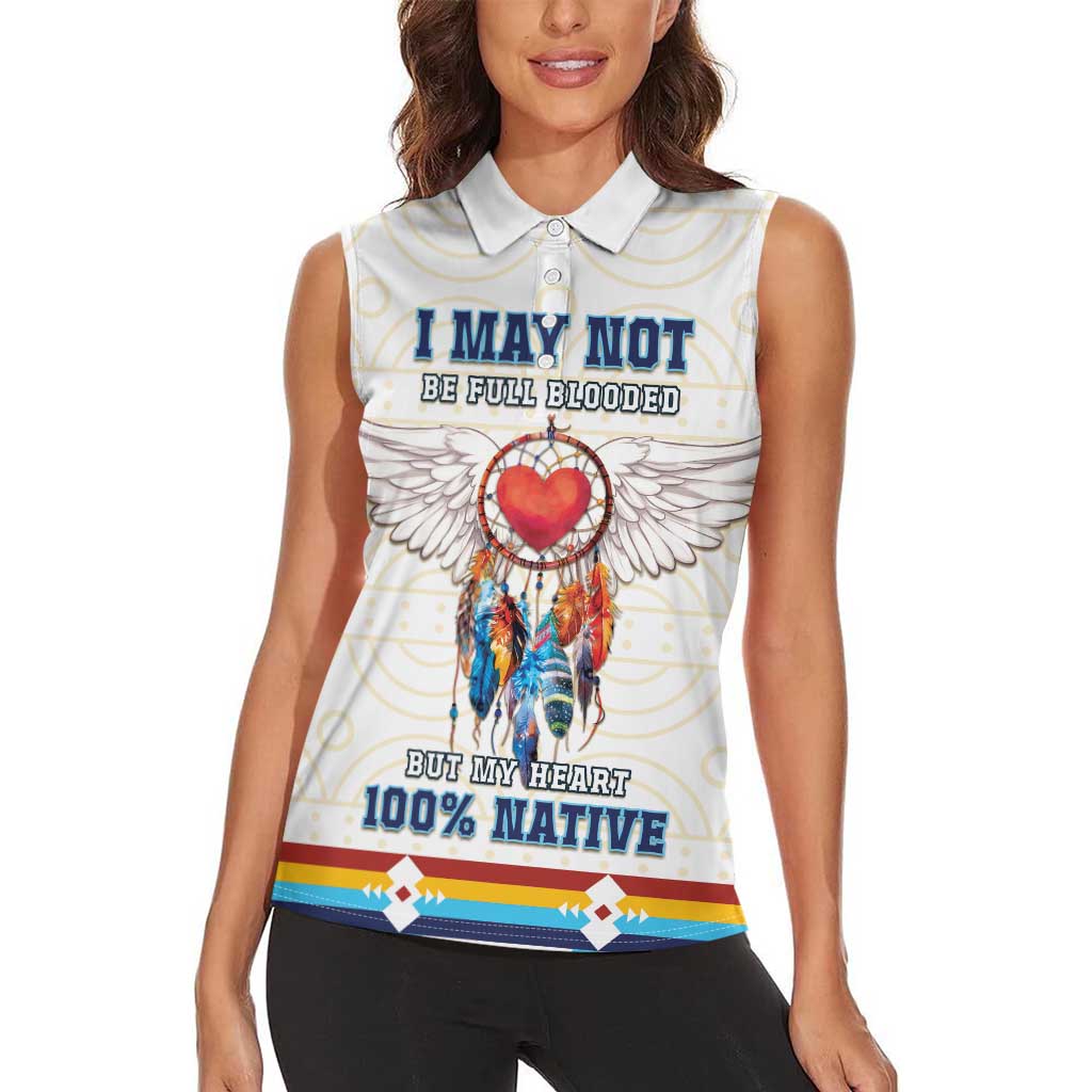 Native American Love Women Sleeveless Polo Shirt Dream Catcher With Angel Wings