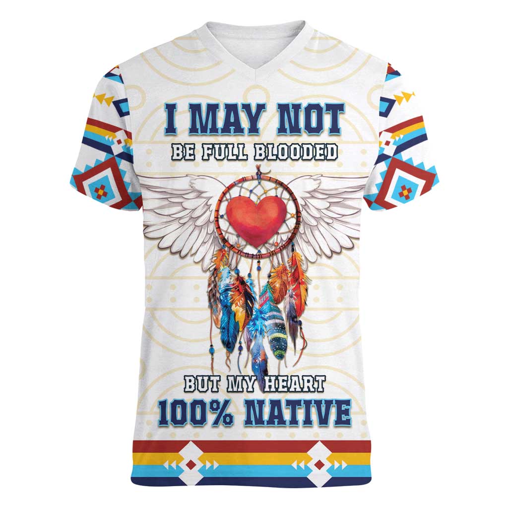 Native American Love Women V-Neck T-Shirt Dream Catcher With Angel Wings
