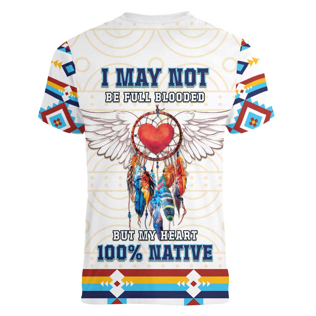 Native American Love Women V-Neck T-Shirt Dream Catcher With Angel Wings