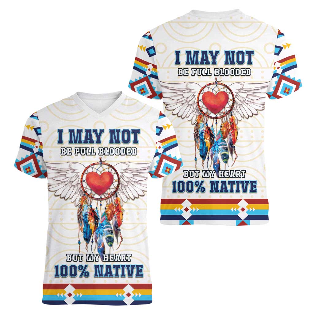 Native American Love Women V-Neck T-Shirt Dream Catcher With Angel Wings