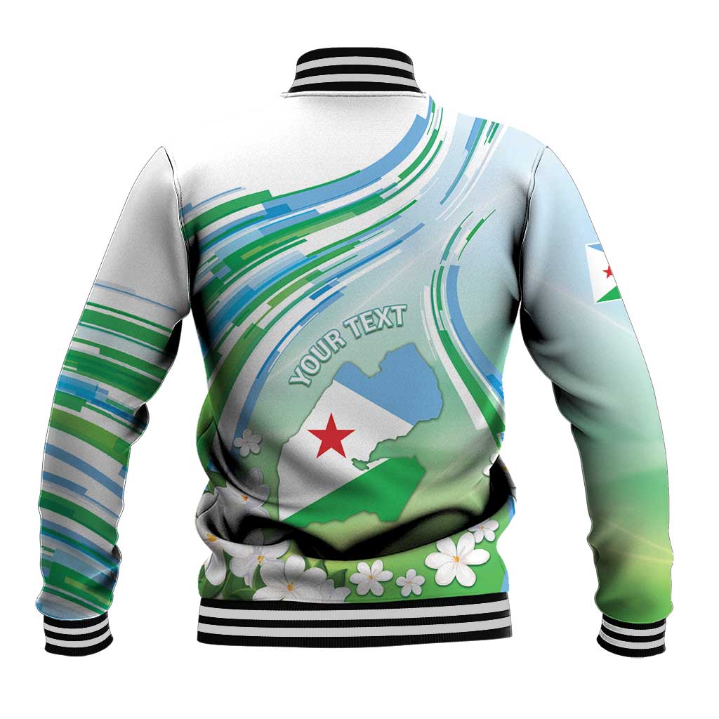 Personalised Djibouti Baseball Jacket Jabuuti Emblem With Jasmine