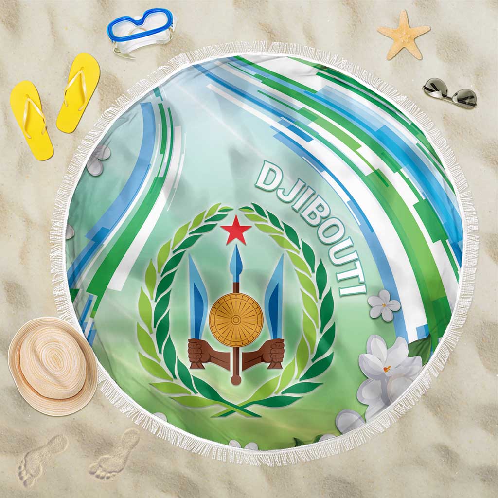 Djibouti Beach Blanket Jabuuti Emblem With Jasmine
