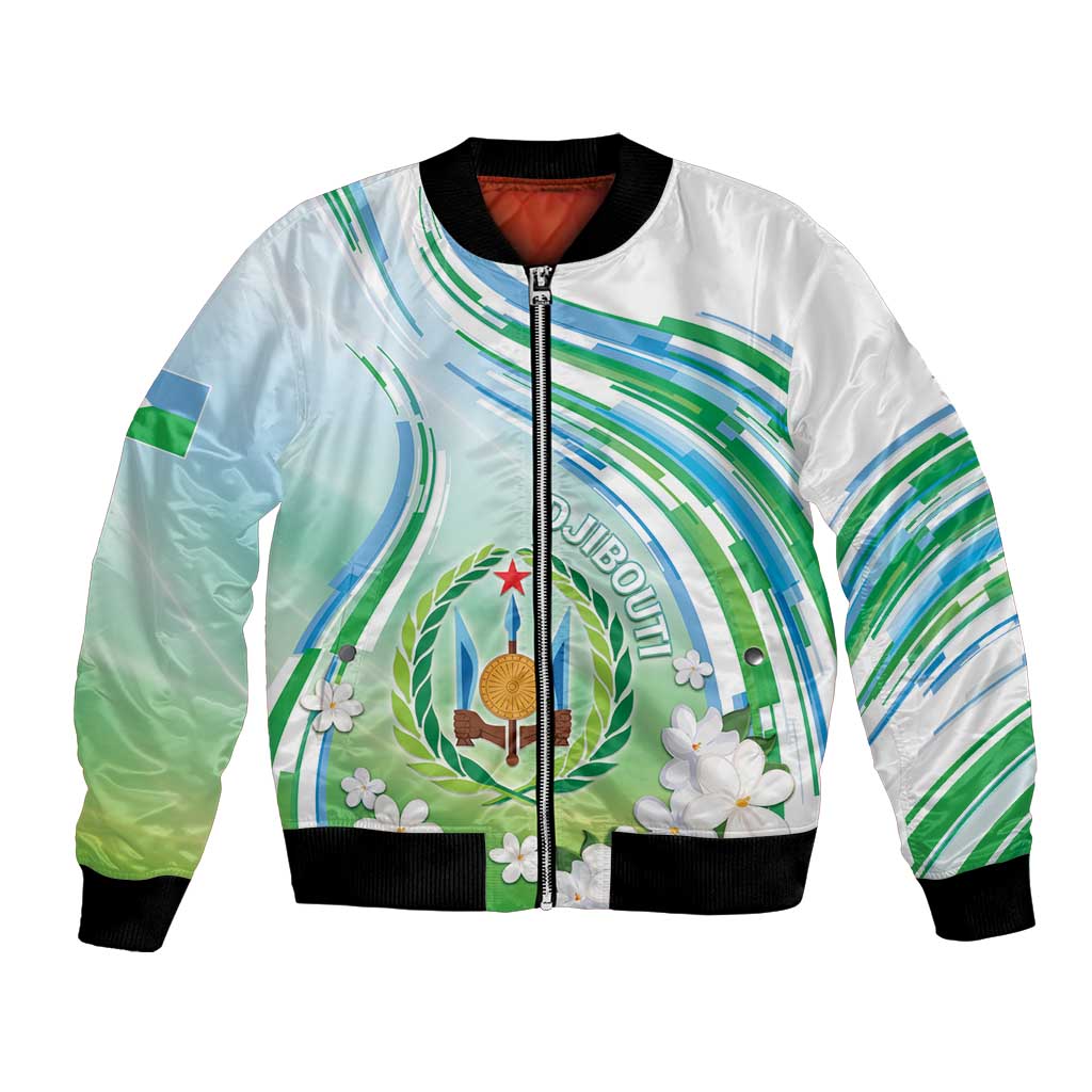 Personalised Djibouti Bomber Jacket Jabuuti Emblem With Jasmine