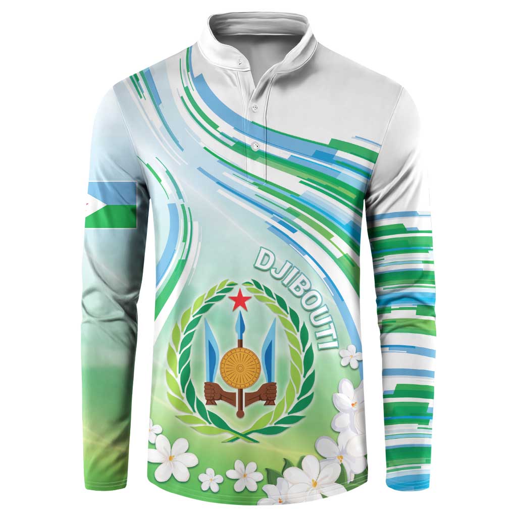 Personalised Djibouti Button Sweatshirt Jabuuti Emblem With Jasmine