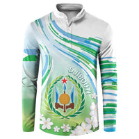 Personalised Djibouti Button Sweatshirt Jabuuti Emblem With Jasmine