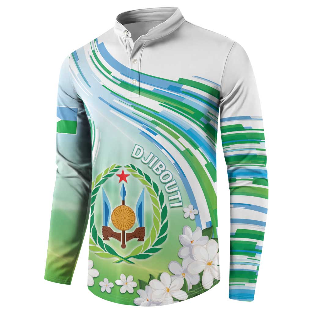 Personalised Djibouti Button Sweatshirt Jabuuti Emblem With Jasmine