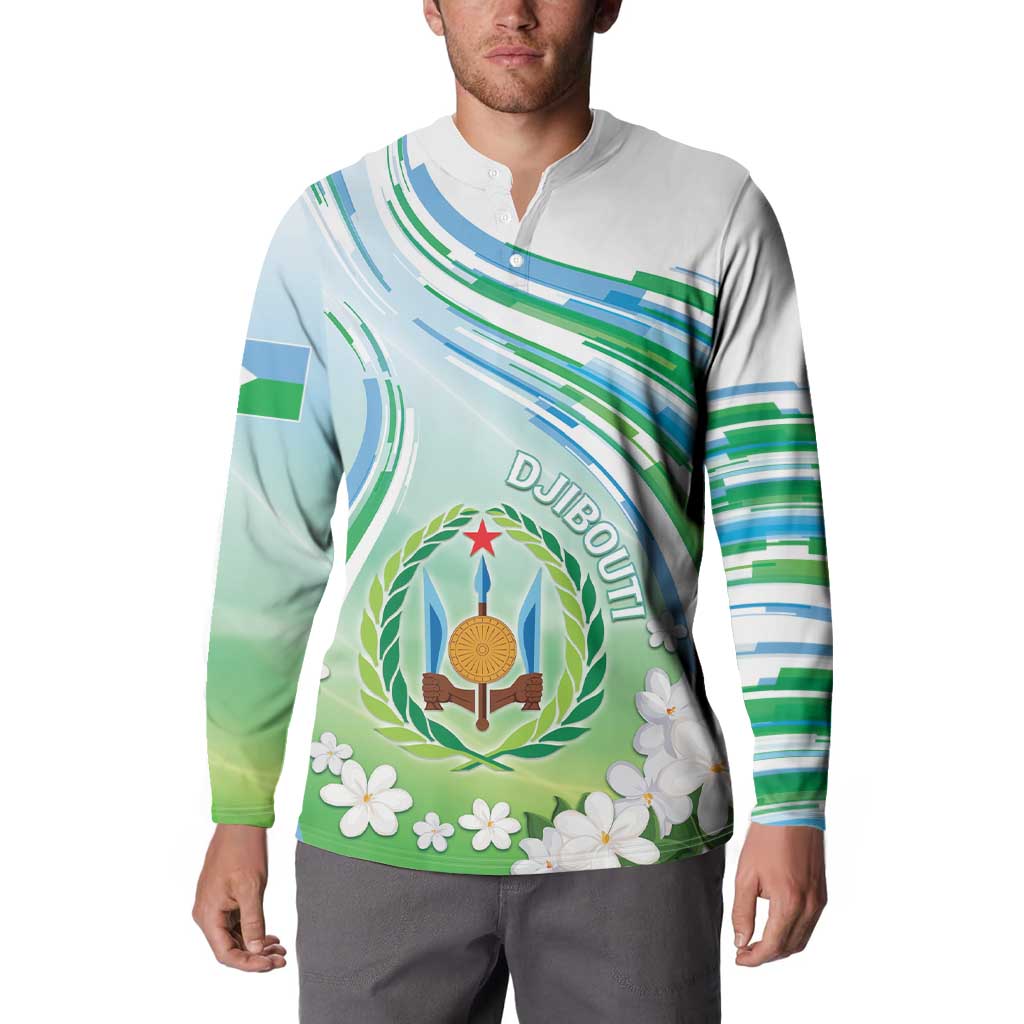 Personalised Djibouti Button Sweatshirt Jabuuti Emblem With Jasmine