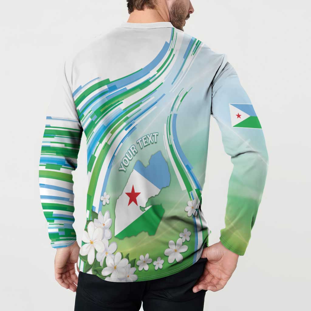 Personalised Djibouti Button Sweatshirt Jabuuti Emblem With Jasmine