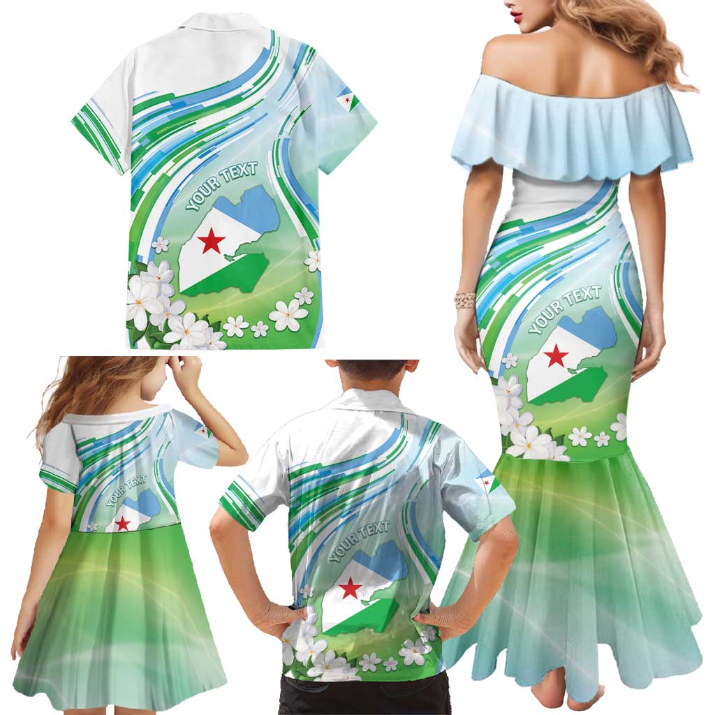 Personalised Djibouti Family Matching Mermaid Dress and Hawaiian Shirt Jabuuti Emblem With Jasmine