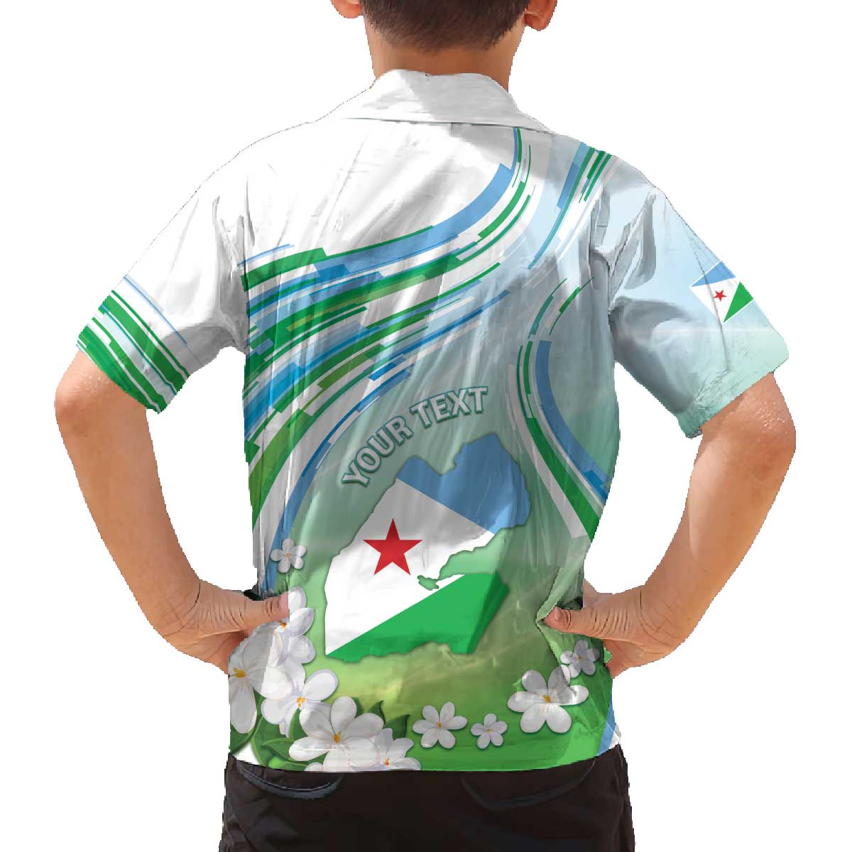 Personalised Djibouti Family Matching Off The Shoulder Long Sleeve Dress and Hawaiian Shirt Jabuuti Emblem With Jasmine