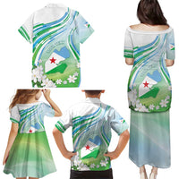 Personalised Djibouti Family Matching Puletasi and Hawaiian Shirt Jabuuti Emblem With Jasmine