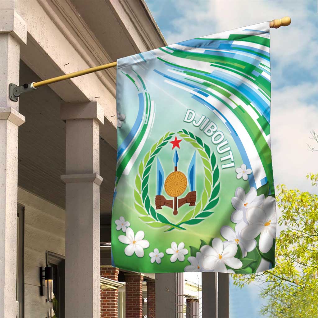 Djibouti Garden Flag Jabuuti Emblem With Jasmine