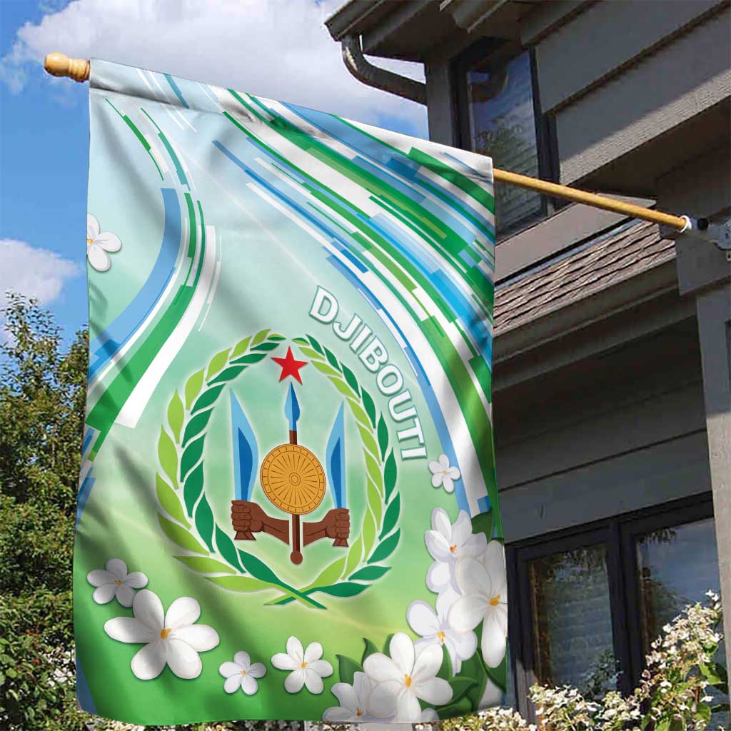 Djibouti Garden Flag Jabuuti Emblem With Jasmine