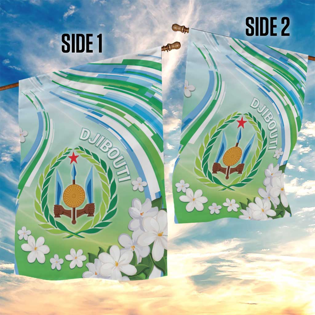 Djibouti Garden Flag Jabuuti Emblem With Jasmine
