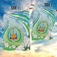 Djibouti Garden Flag Jabuuti Emblem With Jasmine