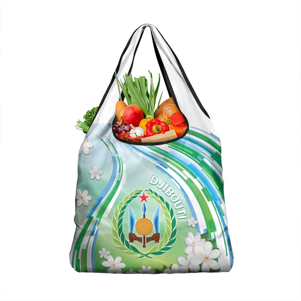 Djibouti Grocery Bag Jabuuti Emblem With Jasmine