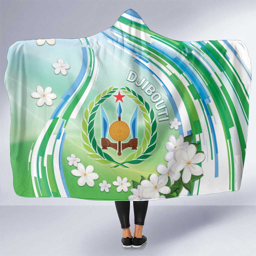 Djibouti Hooded Blanket Jabuuti Emblem With Jasmine