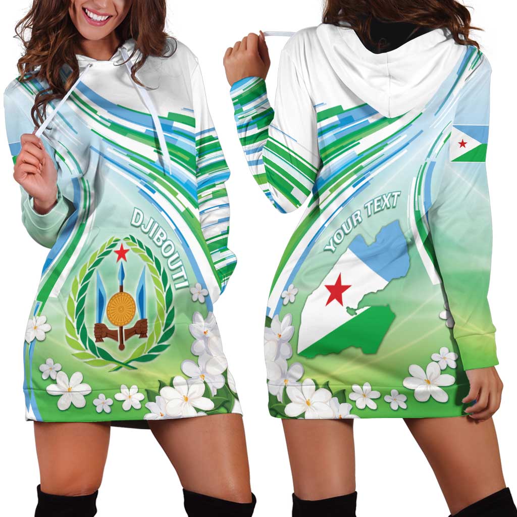 Personalised Djibouti Hoodie Dress Jabuuti Emblem With Jasmine
