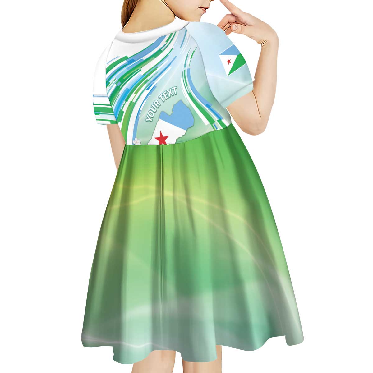 Personalised Djibouti Kid Short Sleeve Dress Jabuuti Emblem With Jasmine