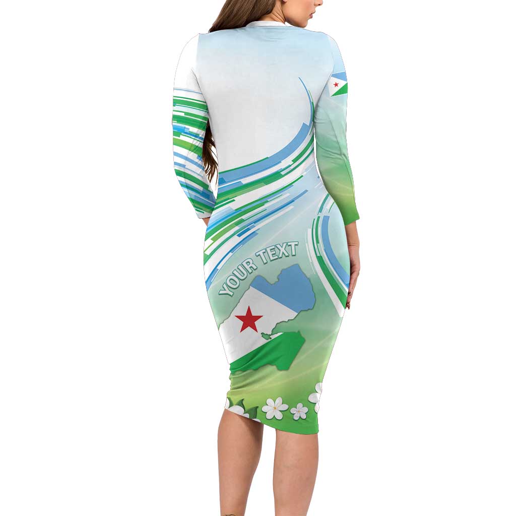 Personalised Djibouti Long Sleeve Bodycon Dress Jabuuti Emblem With Jasmine