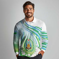 Personalised Djibouti Long Sleeve Polo Shirt Jabuuti Emblem With Jasmine