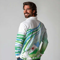 Personalised Djibouti Long Sleeve Polo Shirt Jabuuti Emblem With Jasmine