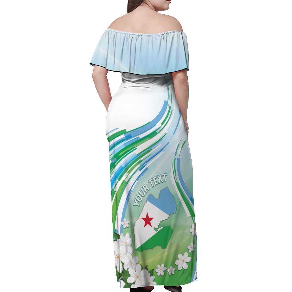 Personalised Djibouti Off Shoulder Maxi Dress Jabuuti Emblem With Jasmine