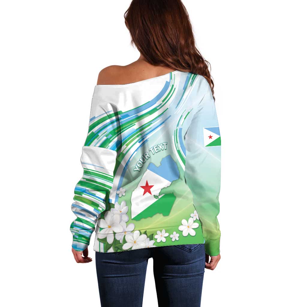 Personalised Djibouti Off Shoulder Sweater Jabuuti Emblem With Jasmine
