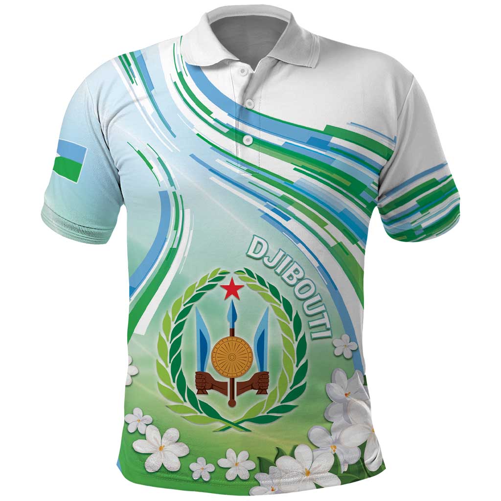 Personalised Djibouti Polo Shirt Jabuuti Emblem With Jasmine