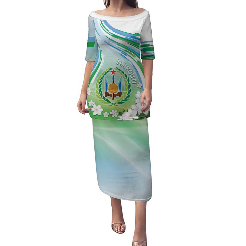 Personalised Djibouti Puletasi Jabuuti Emblem With Jasmine