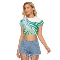 Personalised Djibouti Raglan Cropped T Shirt Jabuuti Emblem With Jasmine