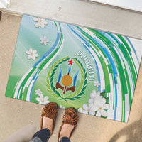 Djibouti Rubber Doormat Jabuuti Emblem With Jasmine
