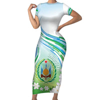 Personalised Djibouti Short Sleeve Bodycon Dress Jabuuti Emblem With Jasmine