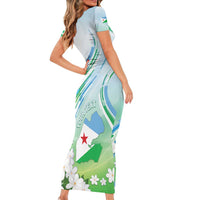 Personalised Djibouti Short Sleeve Bodycon Dress Jabuuti Emblem With Jasmine