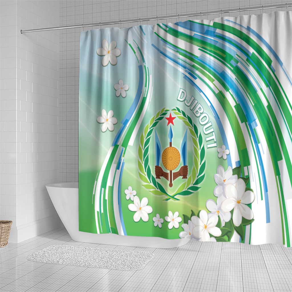 Djibouti Shower Curtain Jabuuti Emblem With Jasmine